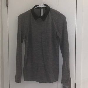 Club Monaco sweater with black leather collar